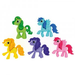 Mehrfarbige Knöpfe 23x20 - 24x22 mm - Verspielte Ponys Mehrfarbige Knöpfe 23x20 - 24x22 mm - Verspielte Ponys