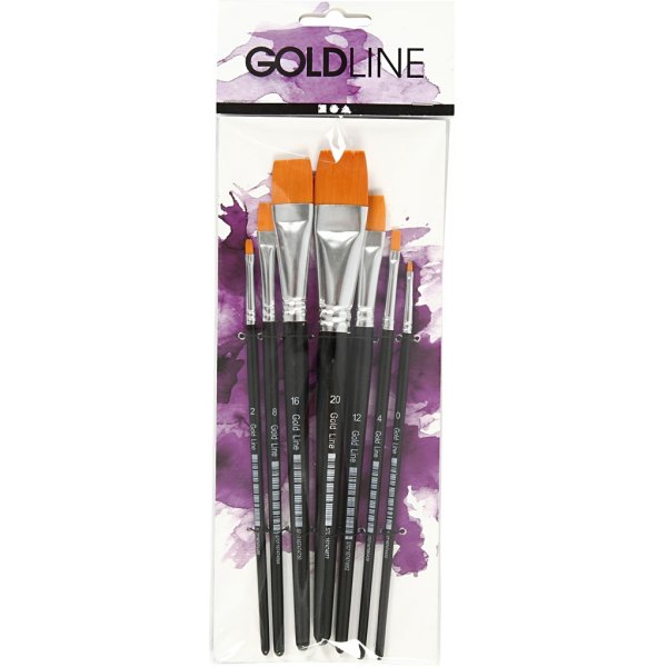 Gold Line Pinsel - Nr. 0+2+4+8+12+16+20 - Teller - 7 Stk Gold Line Pinsel - Nr. 0+2+4+8+12+16+20 - Teller - 7 Stk