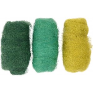 Kardierte Wolle - Grün/Türkis-Harmonie - 3 x 10 g Kardierte Wolle - Grün/Türkis-Harmonie - 3 x 10 g