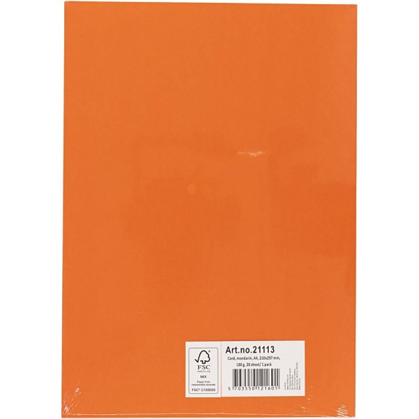 Farbiger Karton - Orange - A4 - 180 g - 20 Blatt