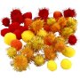 Pompons - Orange - Rot - Gelb - 48 Stk