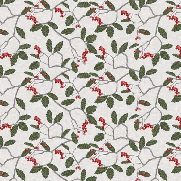 Wachstuch Winterberry - Wei/Rot