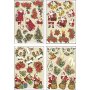 3D-Motiv - Weihnachtsmann und Weihnachtssterne - 4 Blatt