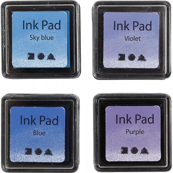Stempelkissen - Blau - Himmelblau - Lila - Violett - 4 Stk
