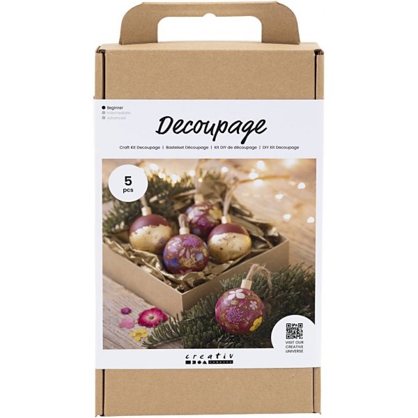 DIY Kit Decoupage - Weihnachtsrot - Trockenblumen