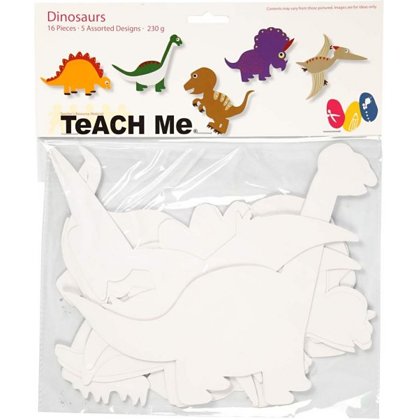 Teach Me Pappfiguren - Dinosaurier - wei - 16 Stck