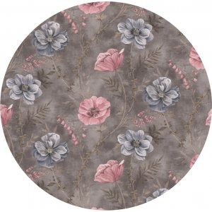 Plane PVC Runde Blumen Grau/Rosa Plane PVC Runde Blumen Grau/Rosa
