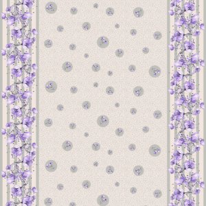 Wachstuch PVC Blumenbordüre - Lila Wachstuch PVC Blumenbordüre - Lila