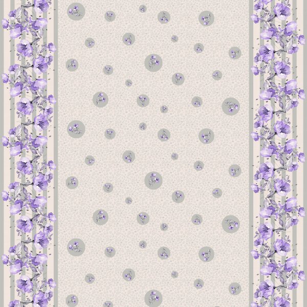 Wachstuch PVC Blumenbordre - Lila