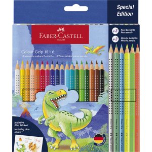 Farbstiftset - Faber-Castell - Redline CP Color Grip - Dinosaurier 18+6 Farbstiftset - Faber-Castell - Redline CP Color Grip - Dinosaurier 18+6