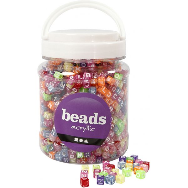 Buchstabenperlen - gemischte Farben - 7x7 mm - ca. 1950 Stk