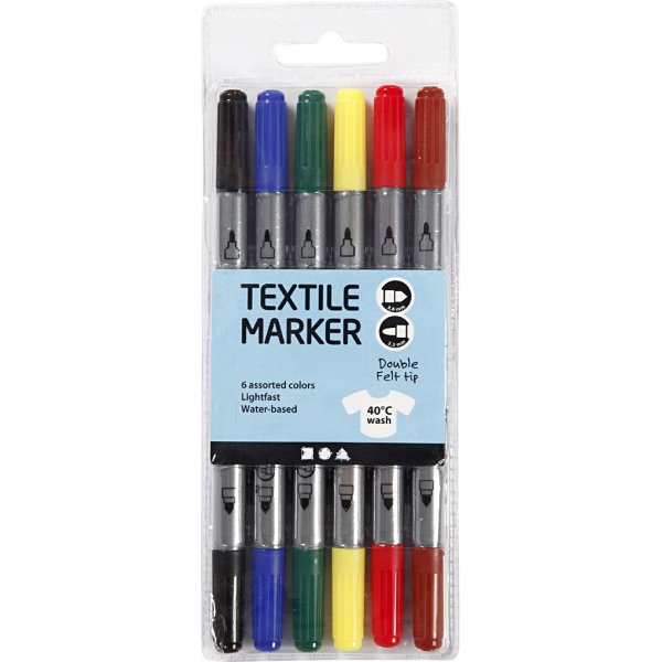 Textilmarker - Standardfarben - 6 Stk