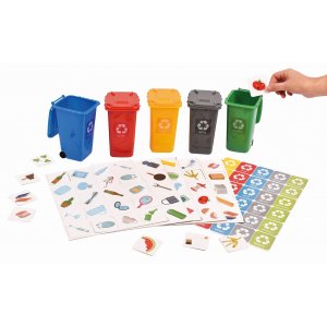 Recyclingspiel mit 5 Mülleimern und Sortierkarten Recyclingspiel mit 5 Mülleimern und Sortierkarten
