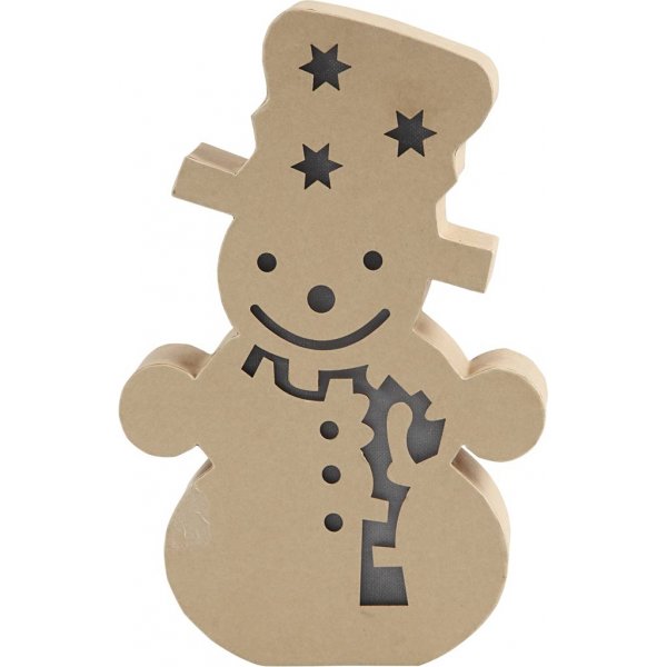Pappfigur mit eingebautem Licht - Schneemann - 5 cm