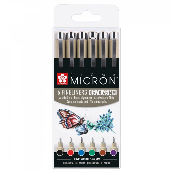 Fineliner Pigma Micron Set - 6 Stifte (Basic 05)