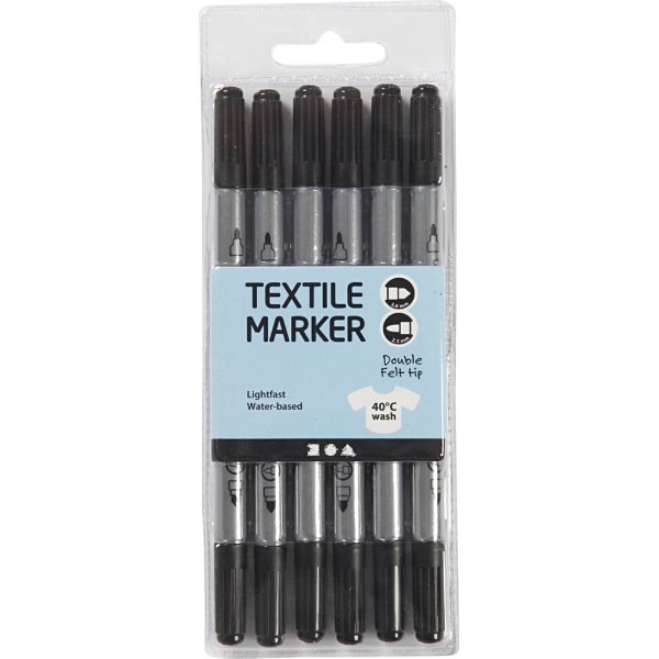 Textilmarker - schwarz - 6 Stk