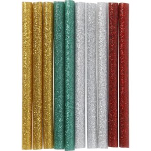 Klebestifte für Mini-Klebepistole - Gold - Grün - Rot - Silber - Glitzer - L10 cm - 10 Stk Klebestifte für Mini-Klebepistole - Gold - Grün - Rot - Silber - Glitzer - L10 cm - 10 Stk