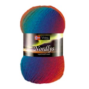 Wikingergarn Nordlys 100g - Multi Blau/Rot/Orange (949) Wikingergarn Nordlys 100g - Multi Blau/Rot/Orange (949)