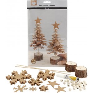 Weihnachtsbasteln - Weihnachtsbaum aus Lederpapier - natur - 2 Stk Weihnachtsbasteln - Weihnachtsbaum aus Lederpapier - natur - 2 Stk