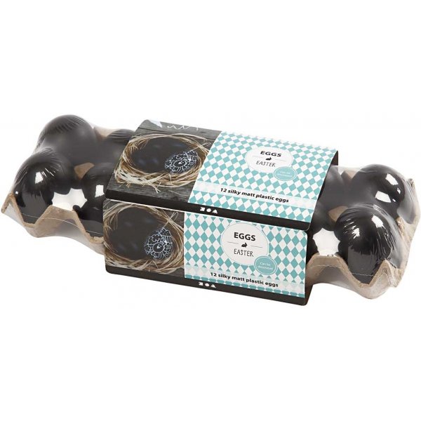 Plastikeier - schwarz - 12 Stk