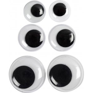 Bewegliche Augen - nicht klebend - Ø12+14+20 mm - 18 Stk Bewegliche Augen - nicht klebend - Ø12+14+20 mm - 18 Stk