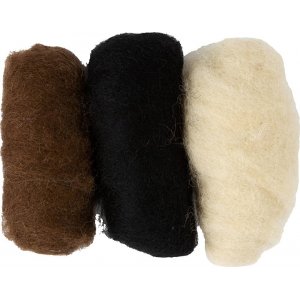 Kardierte Wolle - 3 x 10 g Kardierte Wolle - 3 x 10 g