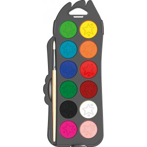 Kinderfarbe - Maped - Color' peps Aquarellpalette 30 mm x12 + Pinsel Kinderfarbe - Maped - Color' peps Aquarellpalette 30 mm x12 + Pinsel