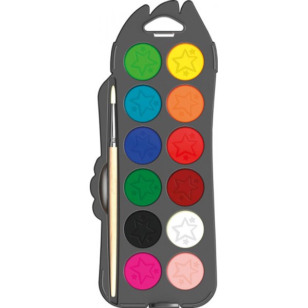 Kinderfarbe - Maped - Color' peps Aquarellpalette 30 mm x12 + Pinsel