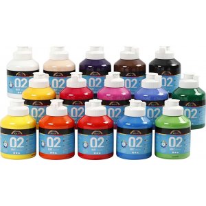 Schulfarbe - Acryl - Mischfarben - matt - 15 x 500 ml Schulfarbe - Acryl - Mischfarben - matt - 15 x 500 ml
