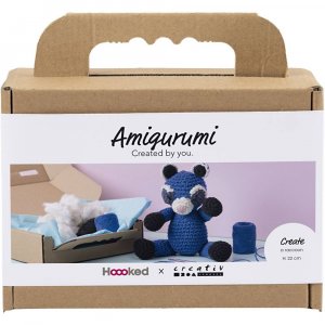 DIY-Set Amigurumi Waschb�r schwarz und blau - 1 Packung.