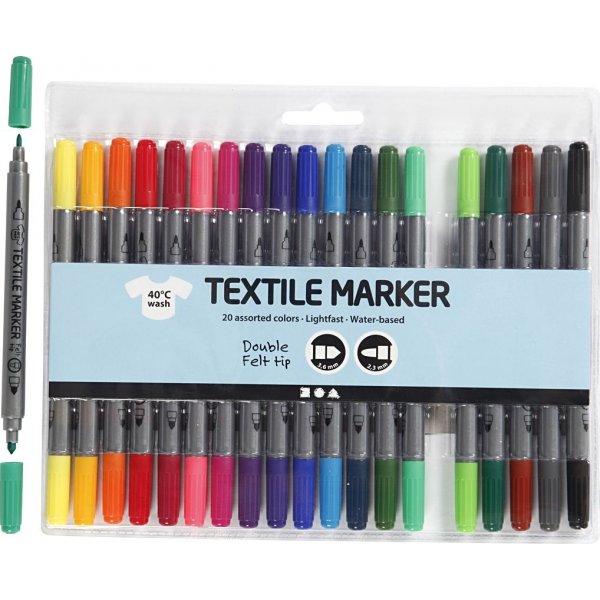 Textilmarker - Standardfarben - 20 Stk