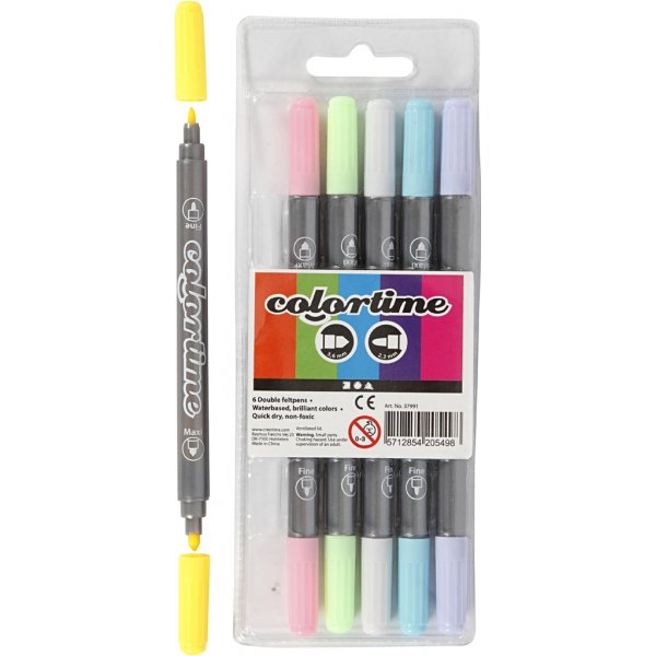Colortime Doppelmarker - Pastellfarben - 6 Stk