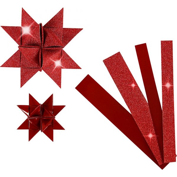 Sternstreifen - Rot - Glitzer, Lack - 6,5+11,5 cm - 40 Streifen