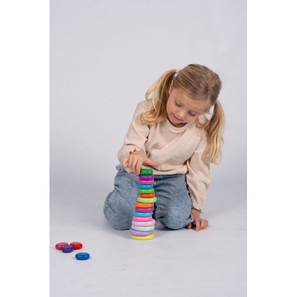 Runde bunte Holzsteine 20 Stk