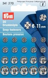 Druckknöpfe (genäht), Messing silberfarben 6-11 mm 20 Stk Druckknöpfe (genäht), Messing silberfarben 6-11 mm 20 Stk