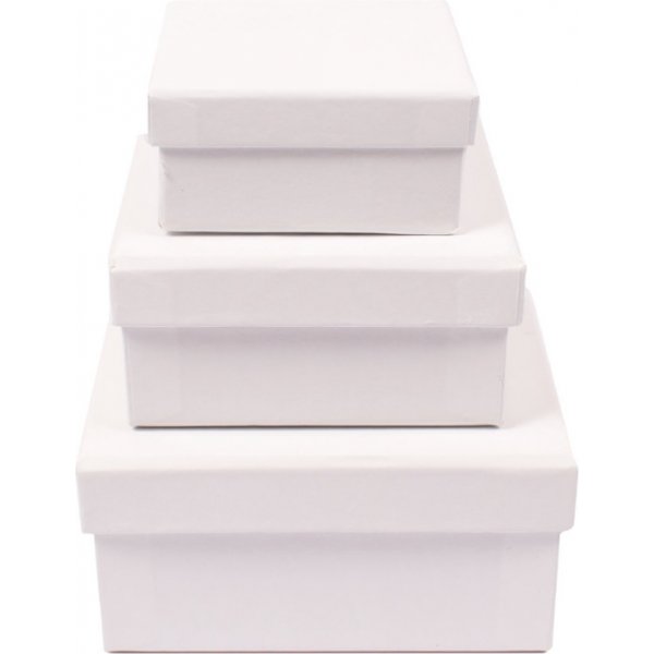 Papierbox, quadratisch, 10x10x4, 8x8x3,5, 9x8x3, 3 Stk