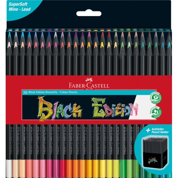 Farbstiftset - Faber-Castell - Black Edition - 50 Farben