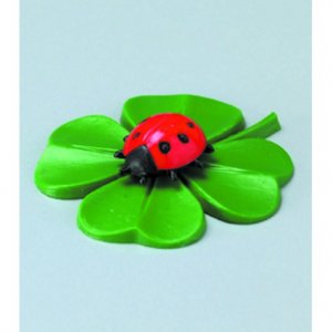 Miniatur 33 mm - 3er-Pack. Vierblättriges Kleeblatt mit Marienkäfer Miniatur 33 mm - 3er-Pack. Vierblättriges Kleeblatt mit Marienkäfer