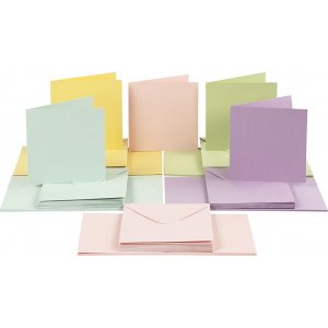 Karten und Umschläge - Pastellfarben 16 x 16 cm - 50 Sets Karten und Umschläge - Pastellfarben 16 x 16 cm - 50 Sets
