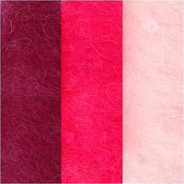 Kardierte Wolle - Lila/Rosa-Harmonie - 3 x 10 g
