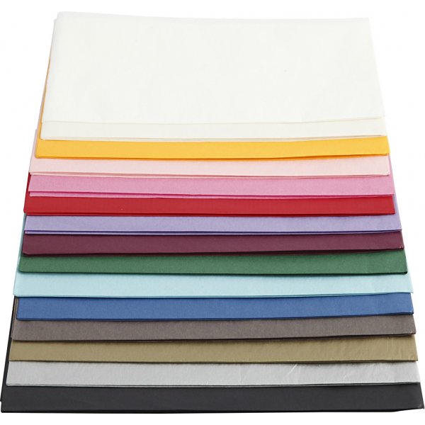 Seidenpapier - gemischte Farben - 50 x 70 cm - 14 g - 15 x 2 Blatt