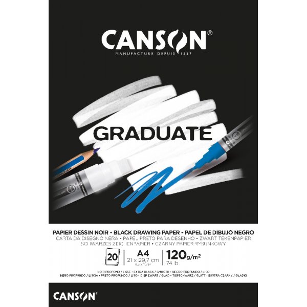 Schwarzes Graduiertenpapier 120 g, 20 Blatt - A4