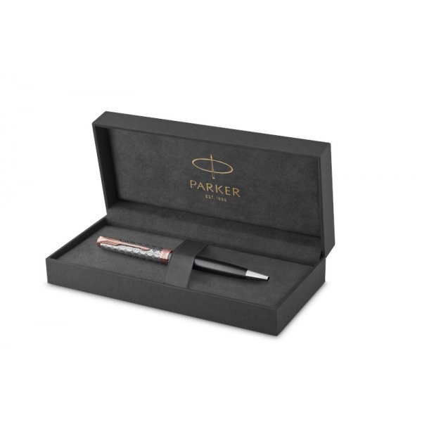 Kugelschreiber Parker Sonnet - Metal & Grey PGT - Mittelblau