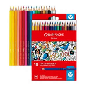 Schulset Caran d'Ache Wasserlösliche Buntstifte - 18 Farben Schulset Caran d'Ache Wasserlösliche Buntstifte - 18 Farben