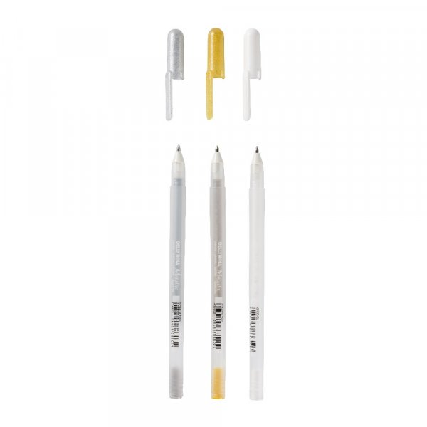 Gelstifte Sakura Gelly Roll - 3 Stifte (Gold, Silber, Wei)