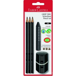 Bleistiftset Faber-Castell Grip 2001 - Bleistift, Spitzer und Radiergummi Bleistiftset Faber-Castell Grip 2001 - Bleistift, Spitzer und Radiergummi