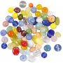 Glasperlen - gemischte Farben - oval - rund/flach - 350 g