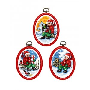 Stickset Gemälde - Sitzende Weihnachtsmänner Stickset Gemälde - Sitzende Weihnachtsmänner