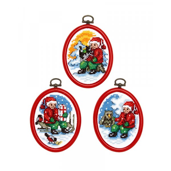 Stickset Gemlde - Sitzende Weihnachtsmnner