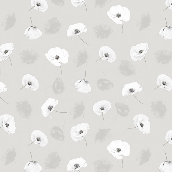 Wachstuch PVC Mohn - Grau
